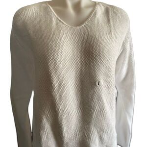 White Textured Knit Sweater